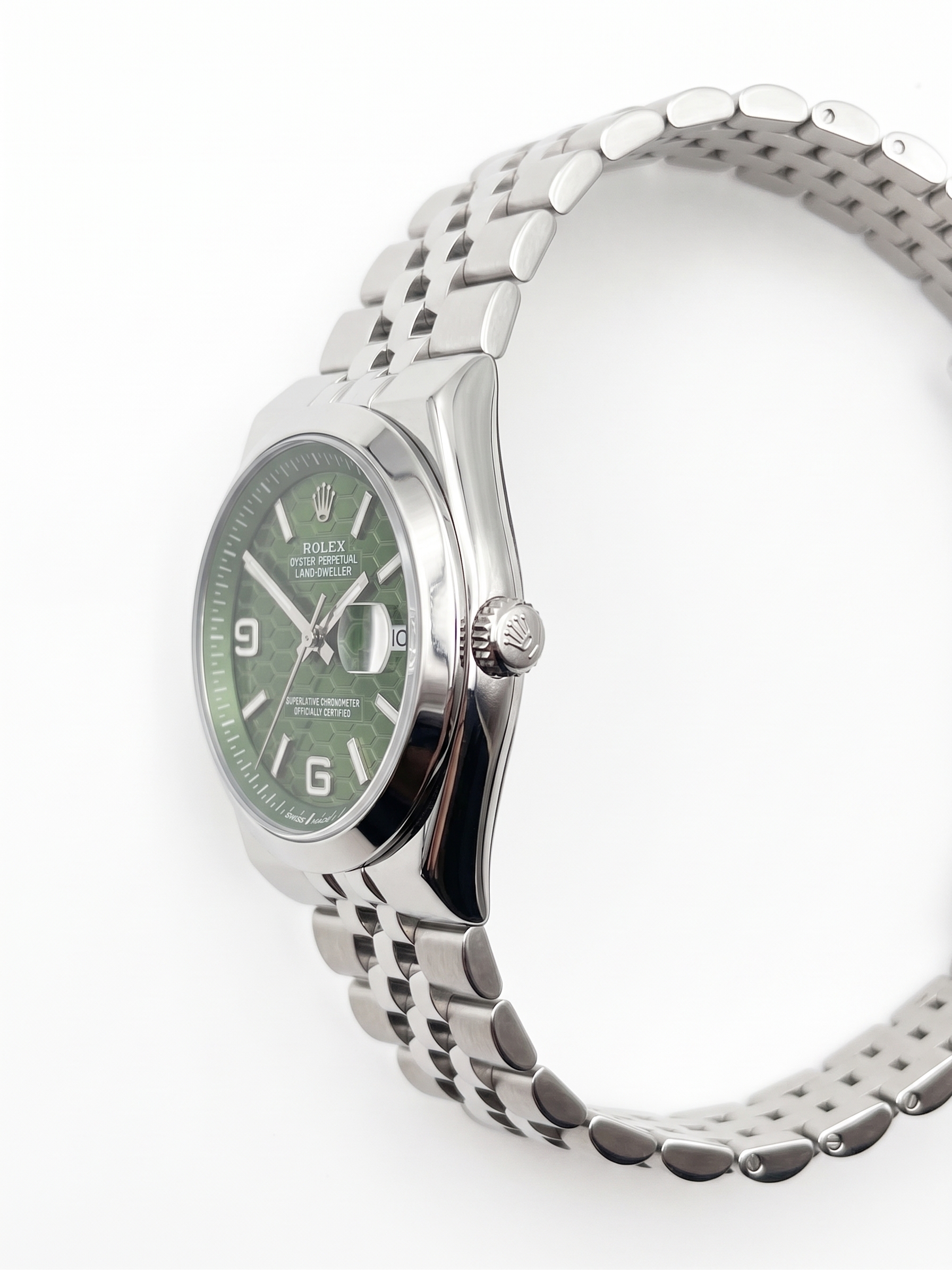 Rolex Land-Dweller Stainless Steel / Green Honeycomb Dial