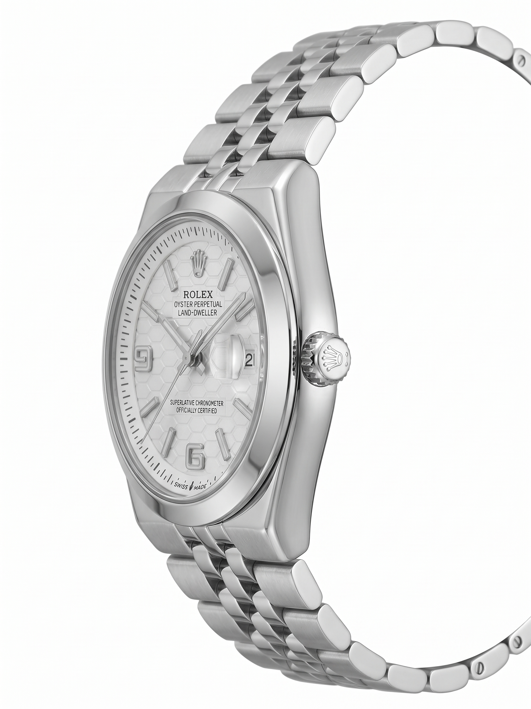 Rolex Land-Dweller Stainless Steel / White Honeycomb Dial