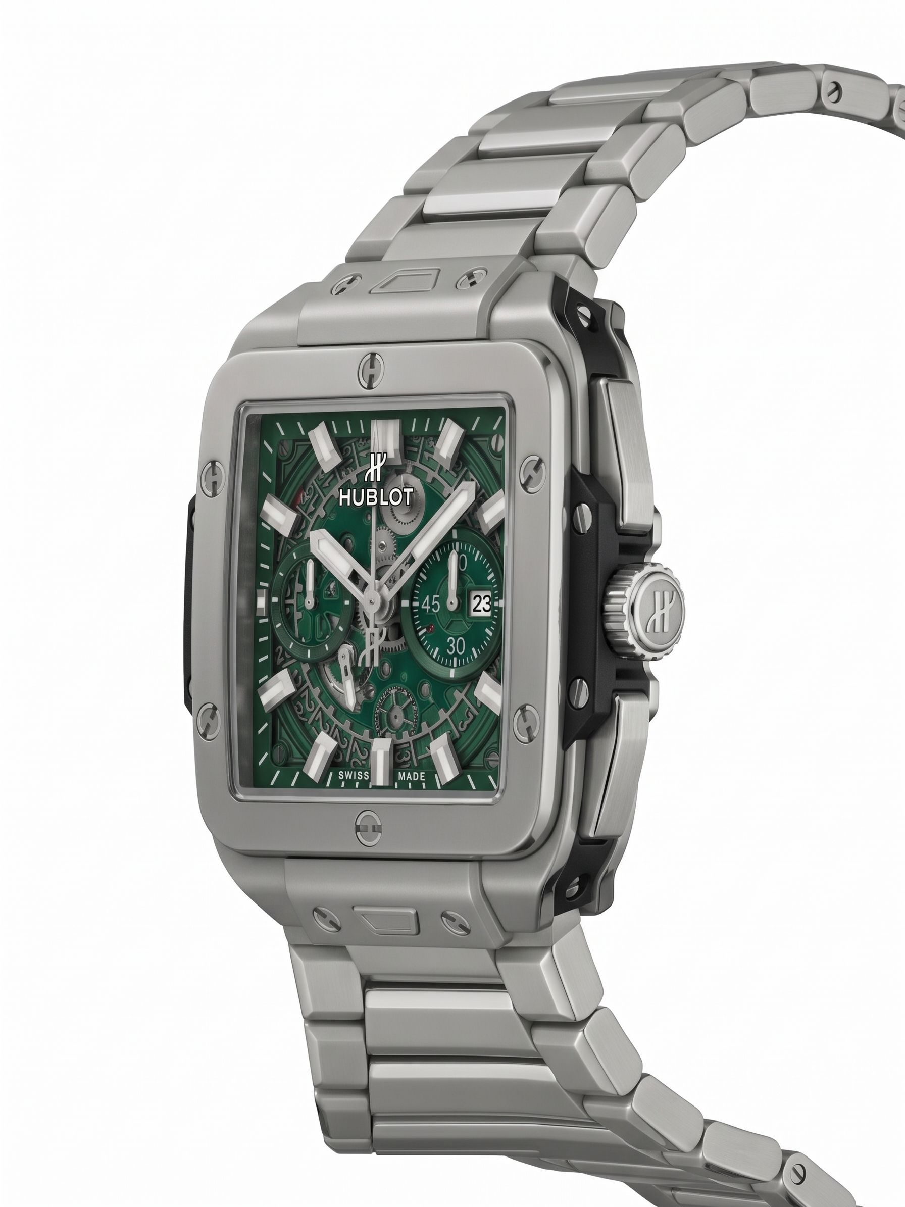 Hublot Square Bang Titanium / Green Skeleton Dial